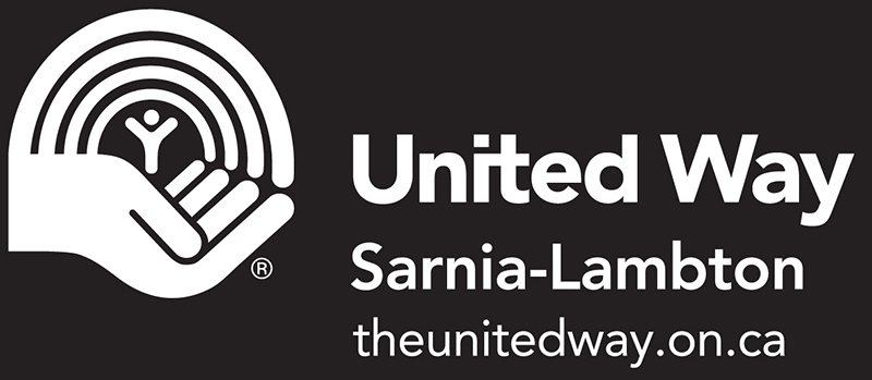 United Way logo horizontal with url white on black