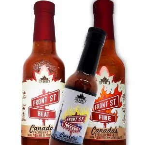 Gift pack of Top Shelf Canada hot sauce.